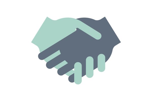 Illustration of shaking hands agreement